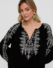 Raffya Aurelia Embroidered Maxi Kaftan Dress, Black (BLACK), large