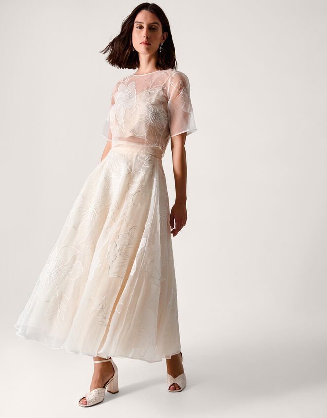 Rosie Lace Floral Bridal Top, Ivory (IVORY), large