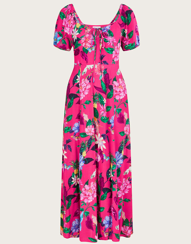 Alora Short Sleeve Floral Midi Dress, Pink (PINK), large