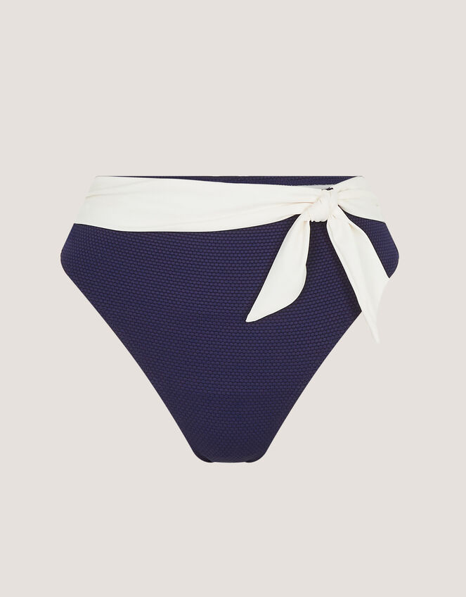 Sabrina Two Tone High Waist Bikini Bottoms, Blue (NAVY), large