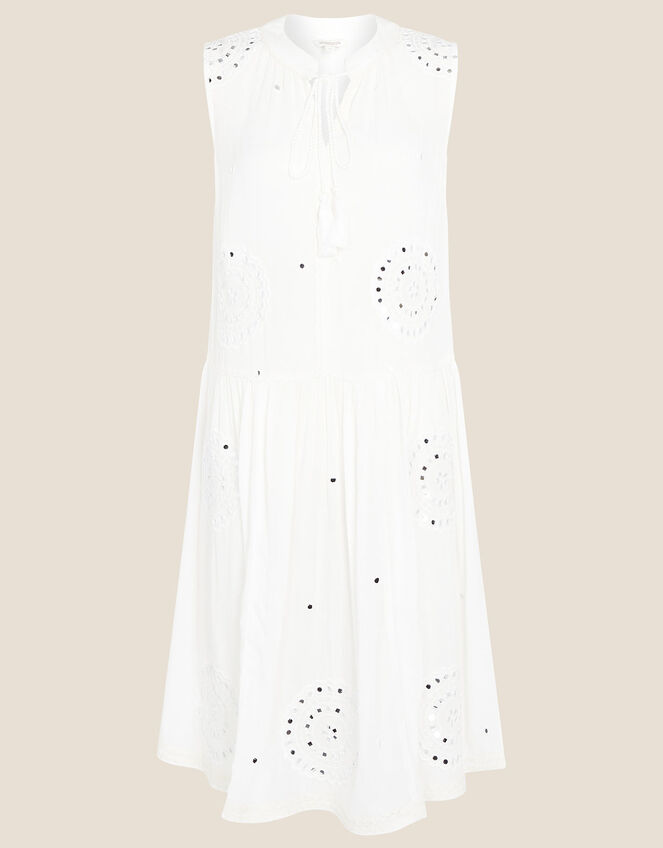 Mirrorwork Dress in LENZING™ ECOVERO™, White (WHITE), large