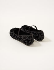 Animal Velvet Ballerina Flats, Black (BLACK), large