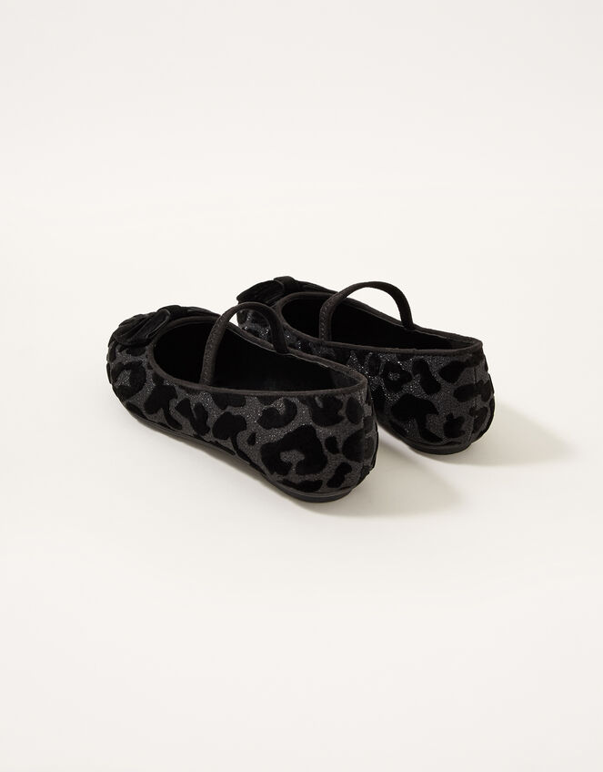 Animal Velvet Ballerina Flats, Black (BLACK), large