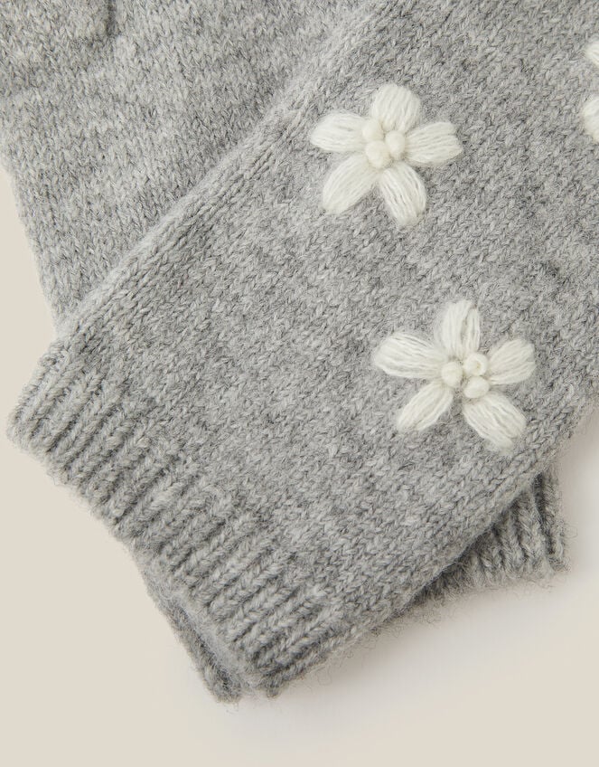 Elena Floral Embroidered Wrist Warmers, , large