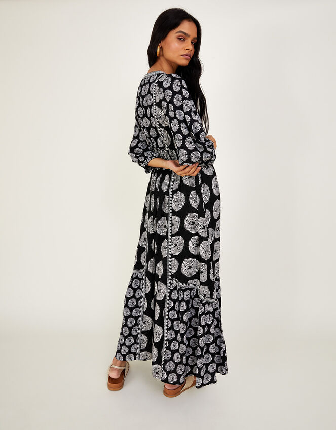 Ashoka Circle Print Midi Dress in LENZING™ ECOVERO™, Black (BLACK), large