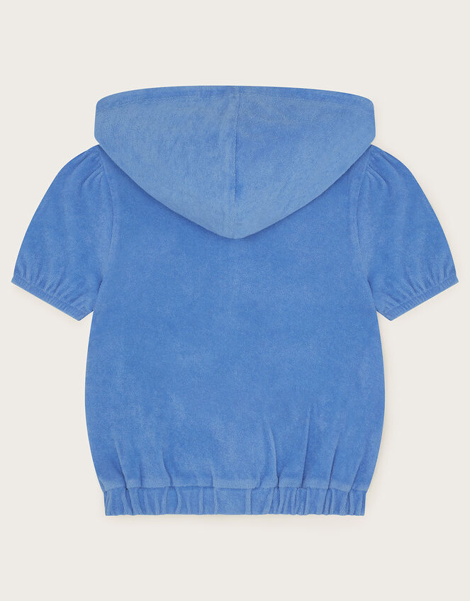 Towelling Short Sleeve Hoodie, Blue (BLUE), large