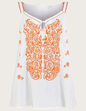 Embroidered Cami Top in LENZING™ ECOVERO™ , Ivory (IVORY), large