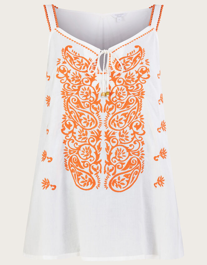 Embroidered Cami Top in LENZING™ ECOVERO™ , Ivory (IVORY), large