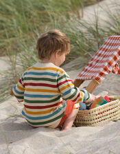 Little Green Radicals Rainbow Stripe Snuggly Knit Jumper, Multi (MULTI), large