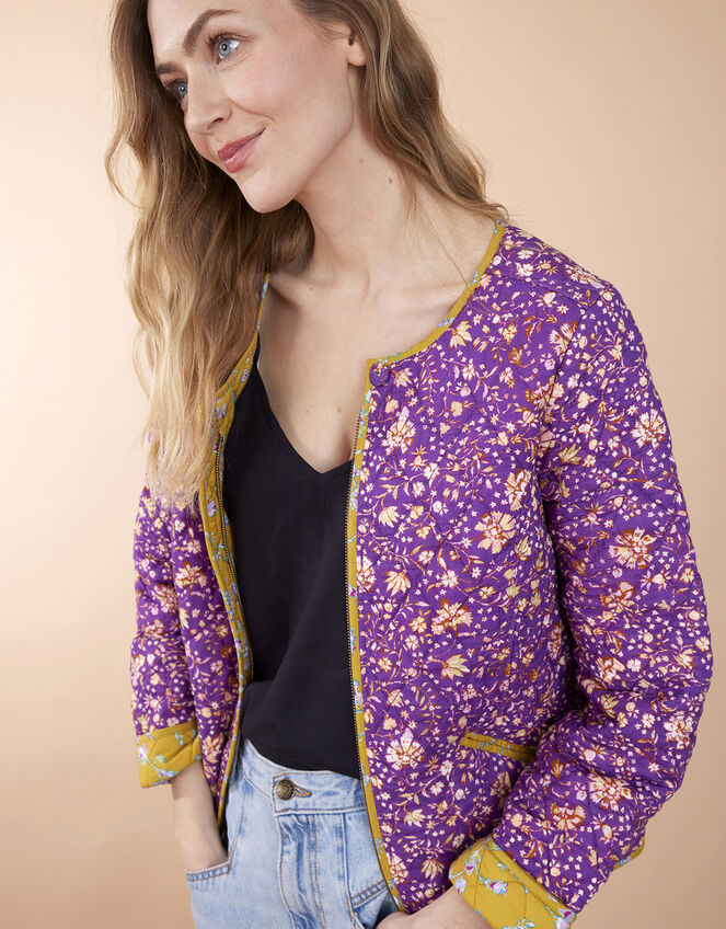 East Lana Print Quilted Jacket, Purple (PURPLE), large