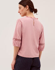 Lorna &frac34; Sleeve Lace Top, Pink (PINK), large