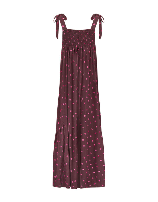East Paola Sleeveless Polka Dot Maxi Dress, Brown (BROWN), large