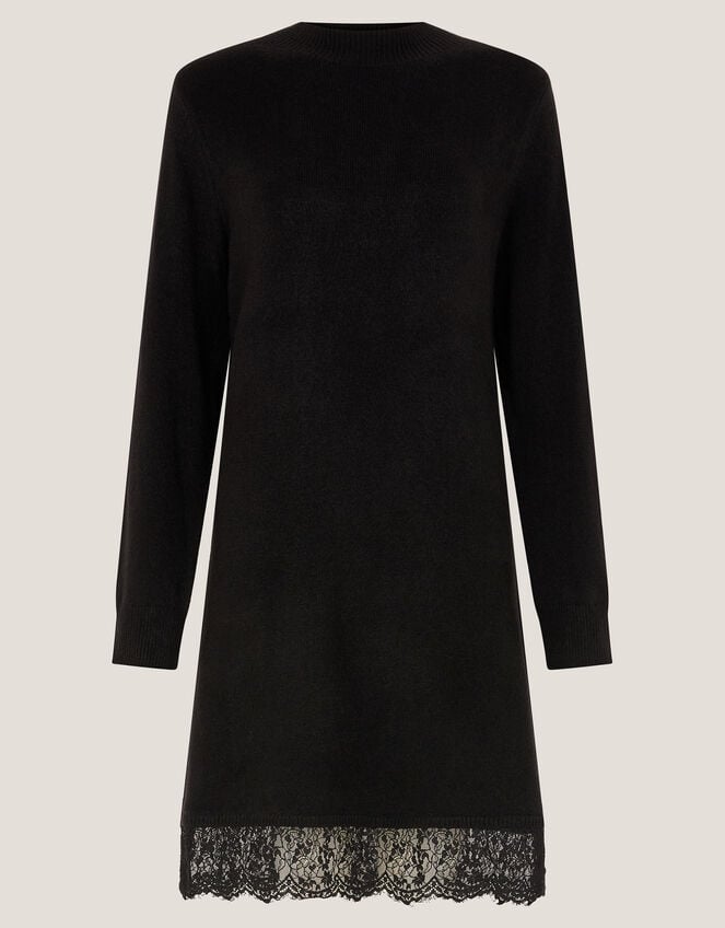 Lou Lace Mini Jumper Dress, Black (BLACK), large