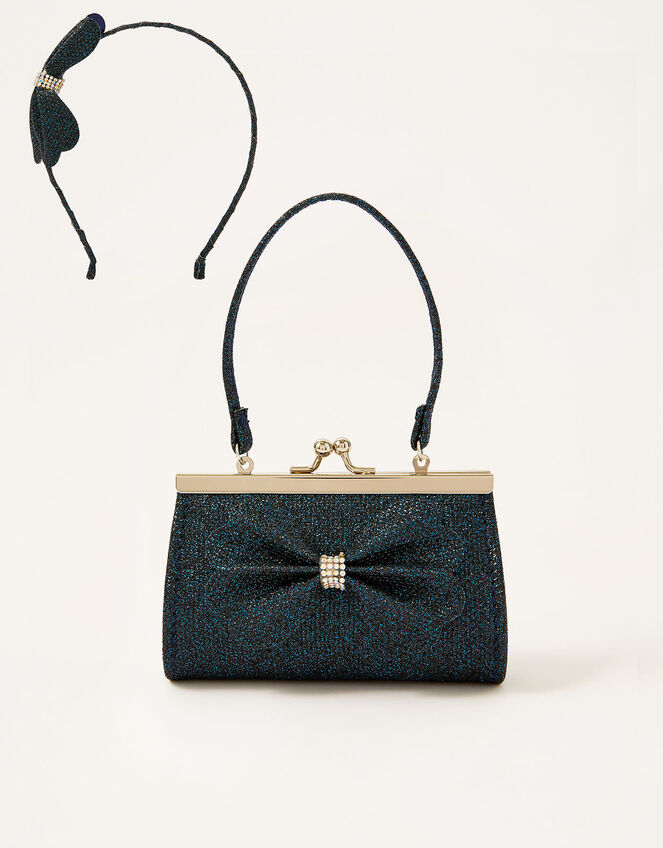 Glitter Bow Bag and Headband Set, , large