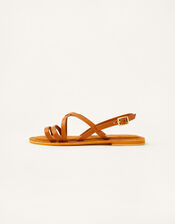 Cross-Over Leather Sandals, Tan (TAN), large
