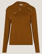 Kay Asymmetrical Collar Jumper , Orange (RUST), large