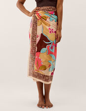 Iris Floral Print Sarong, , large