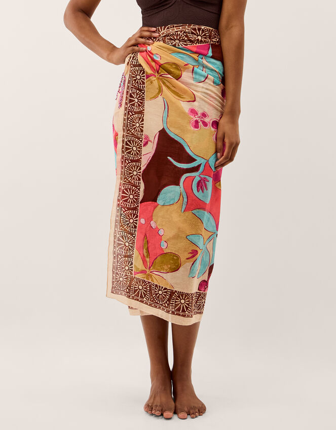 Iris Floral Print Sarong, , large