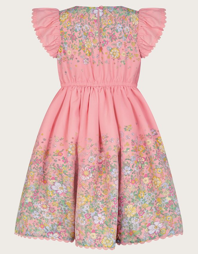 Floral Frill Sleeve Dress, Pink (PINK), large