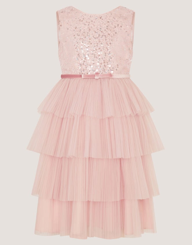 Elodie Sequin Tiered Party Dress, Pink (PALE PINK), large