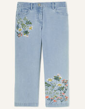 Boutique Embroidered Wide Leg Jeans, Blue (BLUE), large