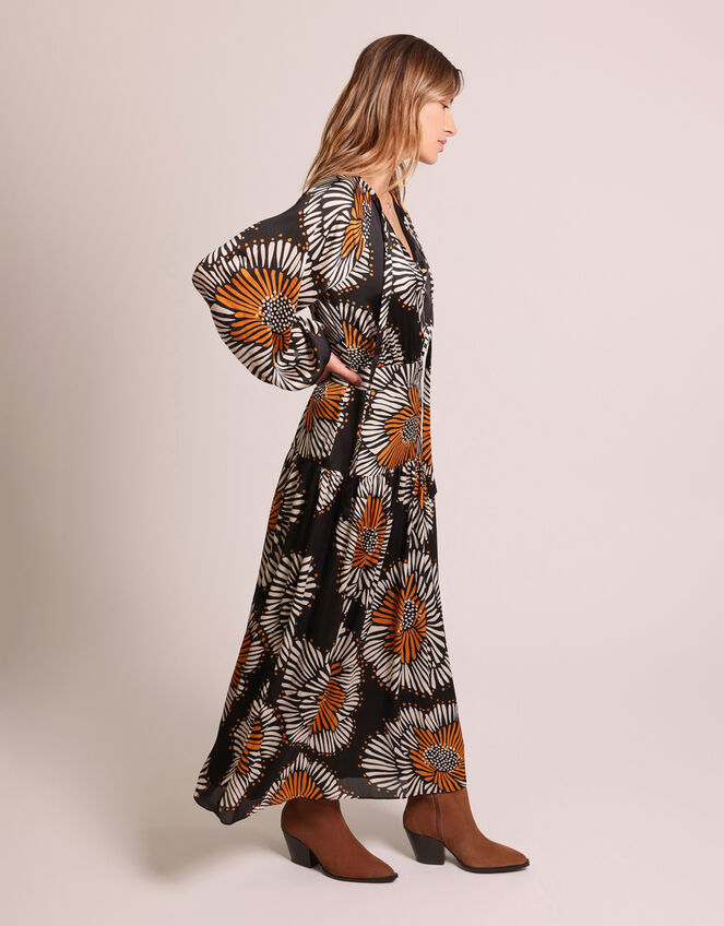 Traffic People Blame Floaty Floral Maxi Dress, Black (BLACK), large