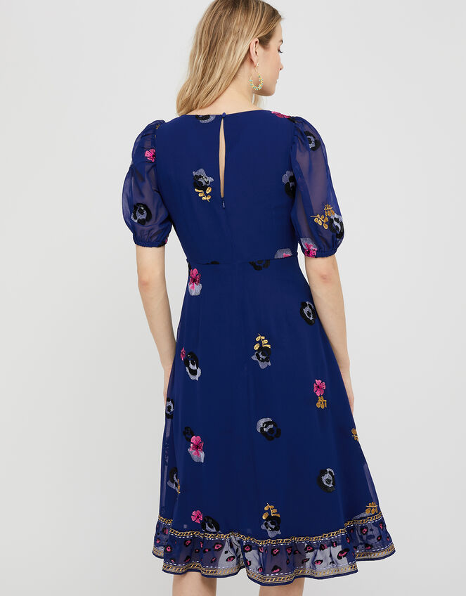 April Floral Embroidery Tea Dress, Blue (BLUE), large