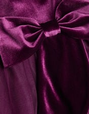 Velvet Bow Party Dress, Purple (PURPLE), large