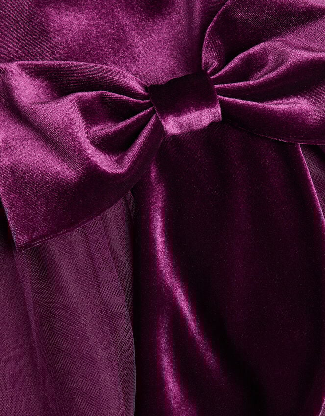 Velvet Bow Party Dress, Purple (PURPLE), large