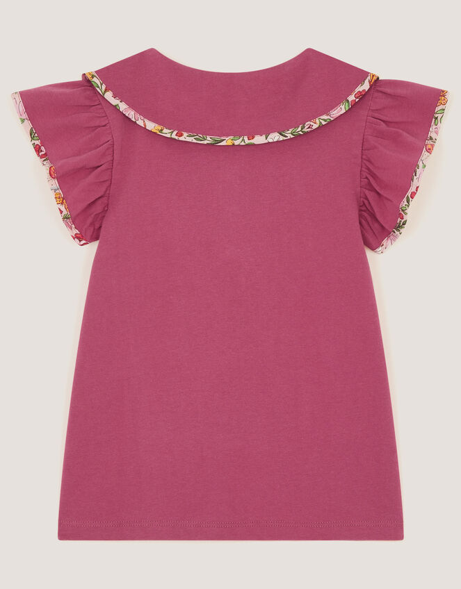 Floral Embroidered Cotton T-Shirt, Pink (PINK), large