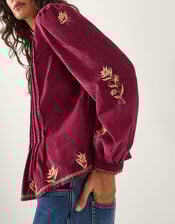 Mia Embroidered Corduroy Blouse, Red (CHERRY), large