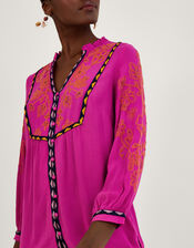 Embroidered Smock Top in LENZING™ ECOVERO™, Pink (PINK), large