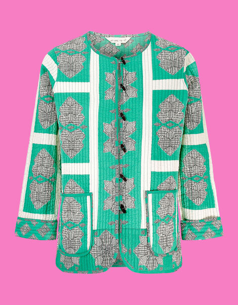 East Ula Print Quilted Jacket Green, Green (GREEN), large