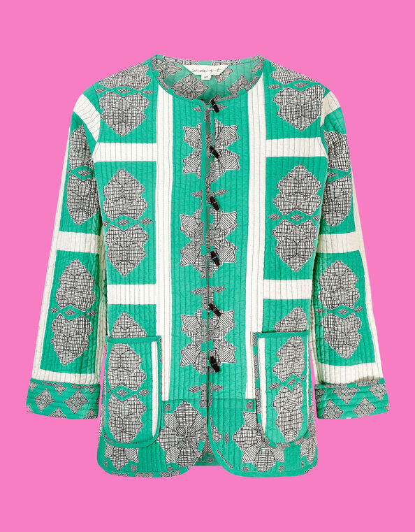 East Ula Print Quilted Jacket Green, Green (GREEN), large