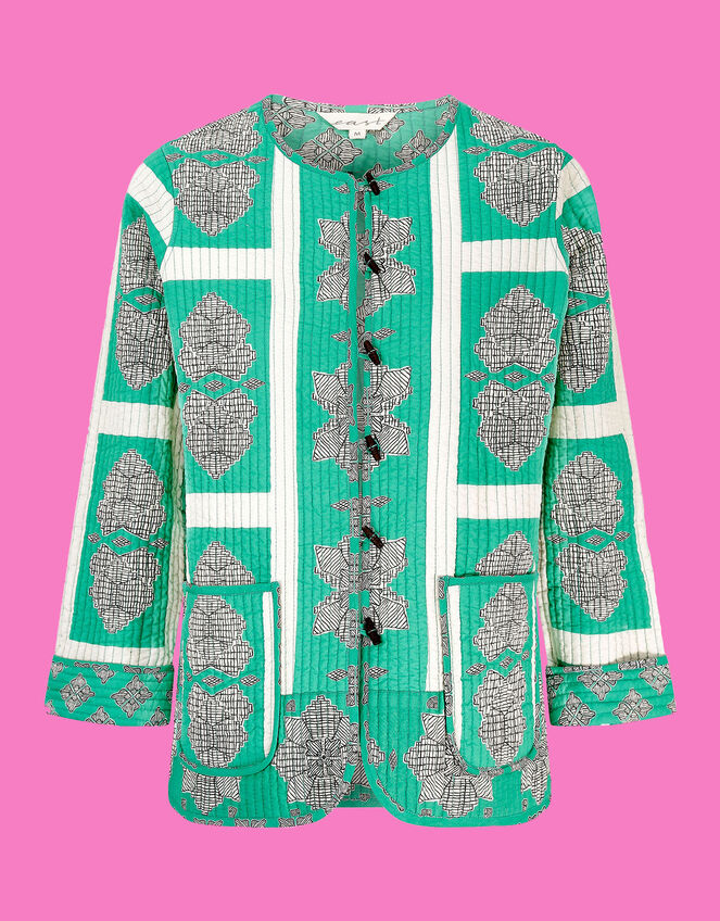 East Ula Print Quilted Jacket, Green (GREEN), large