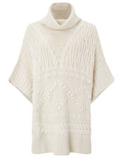 Chunky Knit Poncho, , large