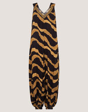 Zahara Sleeveless Print Jumpsuit, Black (BLACK), large