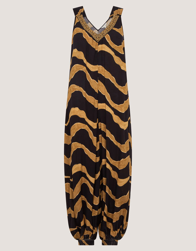 Zahara Sleeveless Print Jumpsuit, Black (BLACK), large