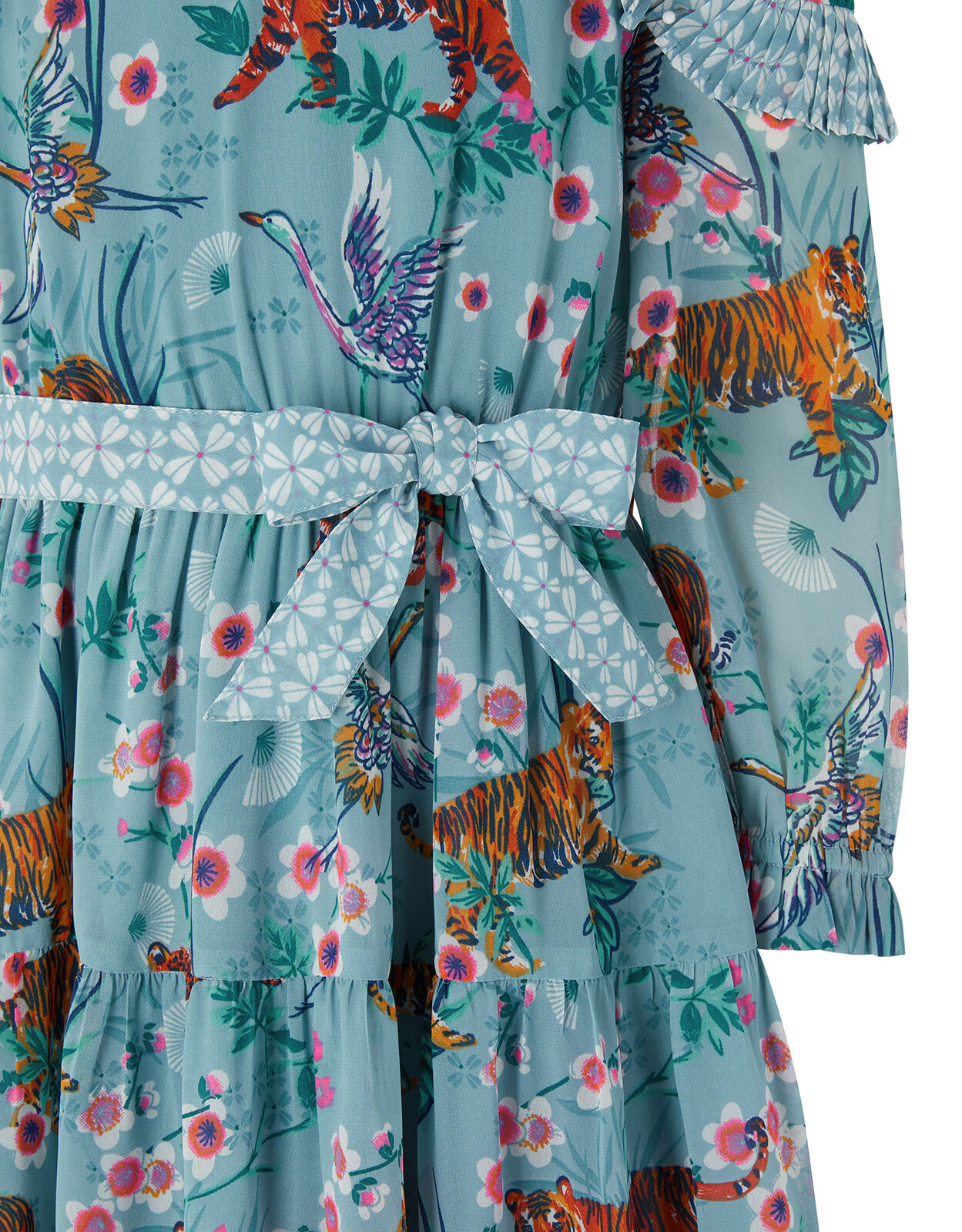 Akira Tiger Print Dress in Recycled Polyester Blue