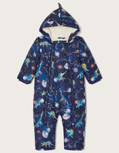 Space Dinosaur Padded Pramsuit with Recycled Polyester, Blue (NAVY), large