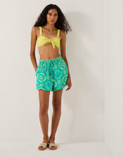 Lyla Floral Embroidered Shorts, Blue (BLUE), large