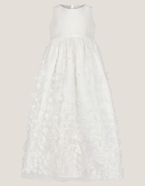 Baby Floral Appliqu&eacute; Christening Dress, Ivory (IVORY), large