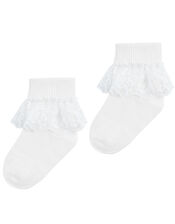 Baby Melissa Heart Lace Sock, White (WHITE), large