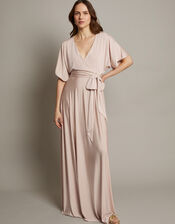 Jillian Drape Tie Waist Bridesmaid Dress, Pink (PINK), large