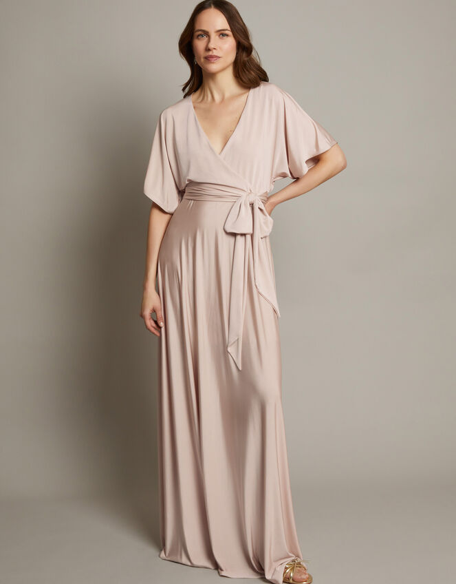 Jillian Drape Tie Waist Bridesmaid Dress, Pink (PINK), large