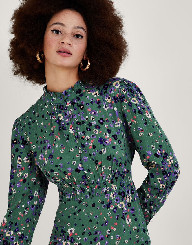 Blossom Print Shirt Dress with LENZING™ ECOVERO™, Green (GREEN), large