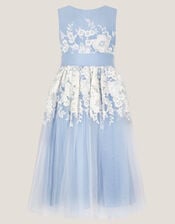 Felicity Floral Embroidered Mesh Dress, Blue (PALE BLUE), large