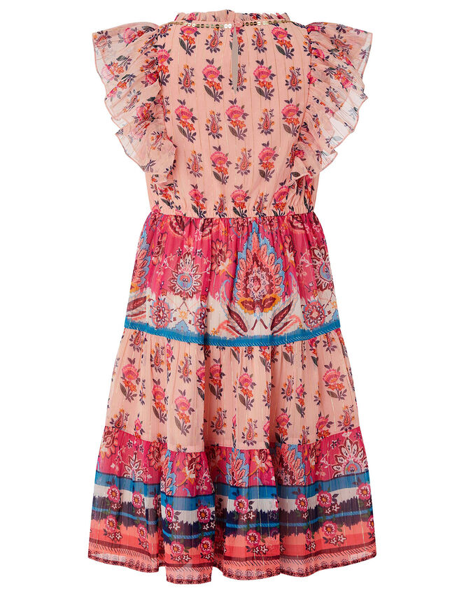Coral Paisley Dress in Recycled Fabric, Orange (CORAL), large