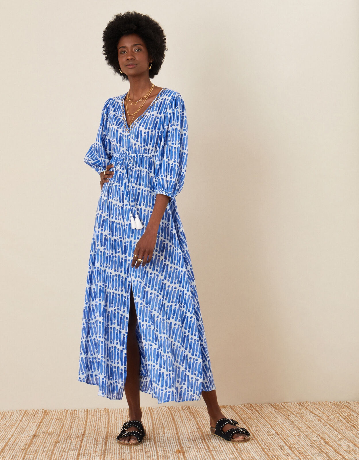Benita Printed Maxi Dress Blue