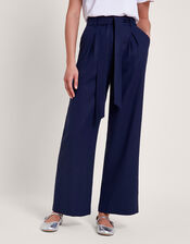 Mabel Short-Length Tie Trousers, Blue (NAVY), large